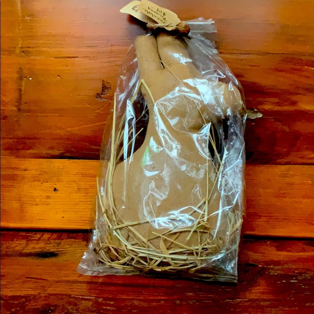 🐇 Primitive Chocolate Bunny in Bag with Straw
